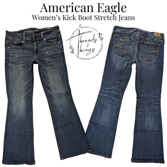 American Eagle Outfitters Denim - American Eagle Kick Boot Jeans Women 10s Stretch Denim Low Rise Flare Preppy Y2k